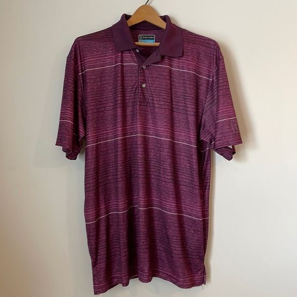 PGA Tour Men Polo Shirt SZ XL Short Sleeve Purple Moisture Wicking Cool - Picture 2 of 10
